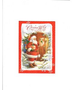 Christmas Wish Just for You Card - Santa with Gifts 105mm X 135mm [PACK OF 6] 
